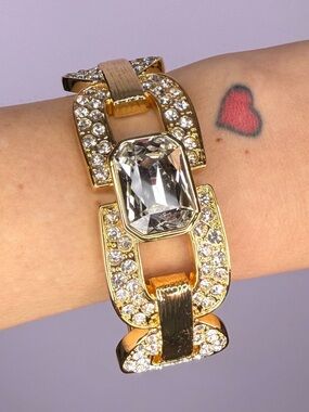 Catwalk Jon 18k Gold Plated Curb Link Headlight Bangle Bracelet